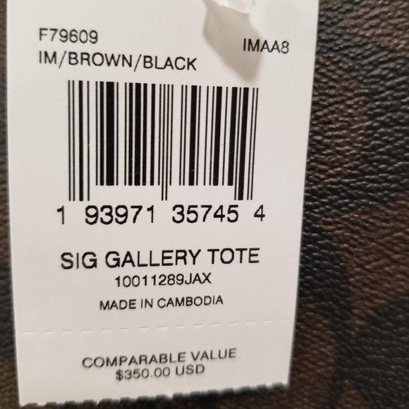 NWT! COACH BROWN/BLACK GALLERY TOTE AND CORNER ZIP WRISTLET WITH RED STRIPE - Picture 6 of 12